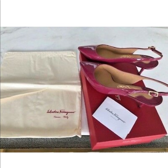 SALVATORE FERRAGAMO PUMPS KITTEN HEELS MALY 7.5C - Picture 6 of 13